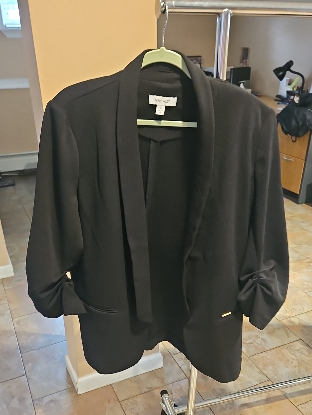 Nine West Black Draped Open-Front Blazer